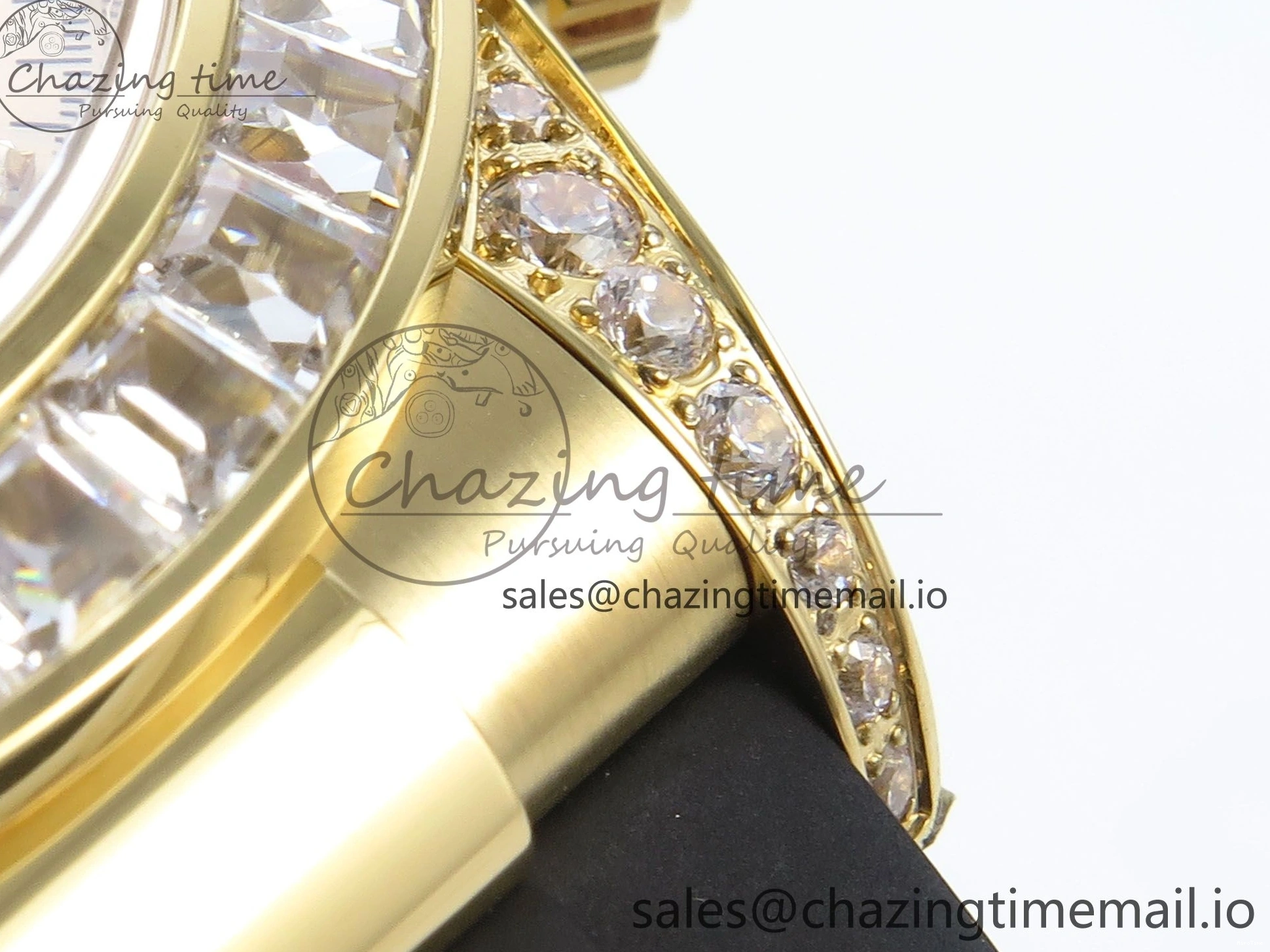 MiroTime 0203 Daytona 126538TBR EWEF 1:1 Best Edition 904L Steel YG Crystal Dial Diamonds Bezel on Black Rubber Strap SH OdorResistant 463